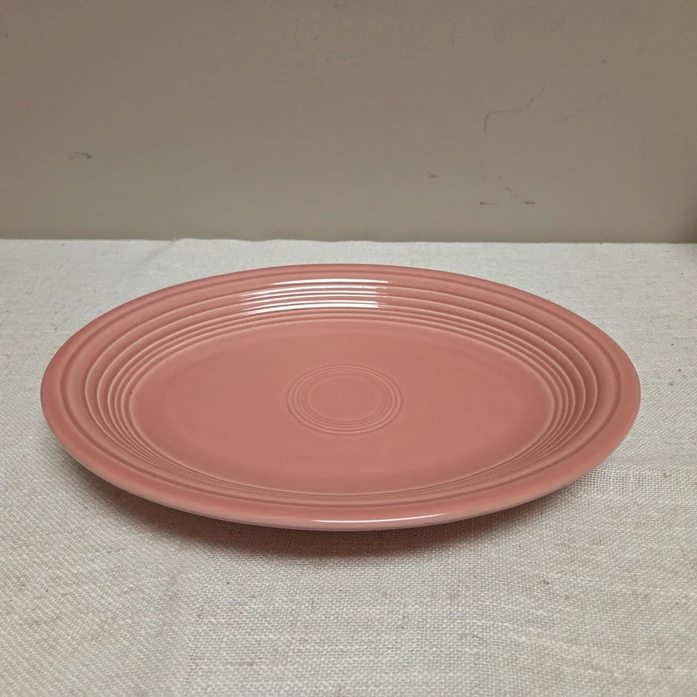 Fiesta HLC USA Oval Serving Platter Rose Pink Coral Ceramic Dinnerware 11.5 inch